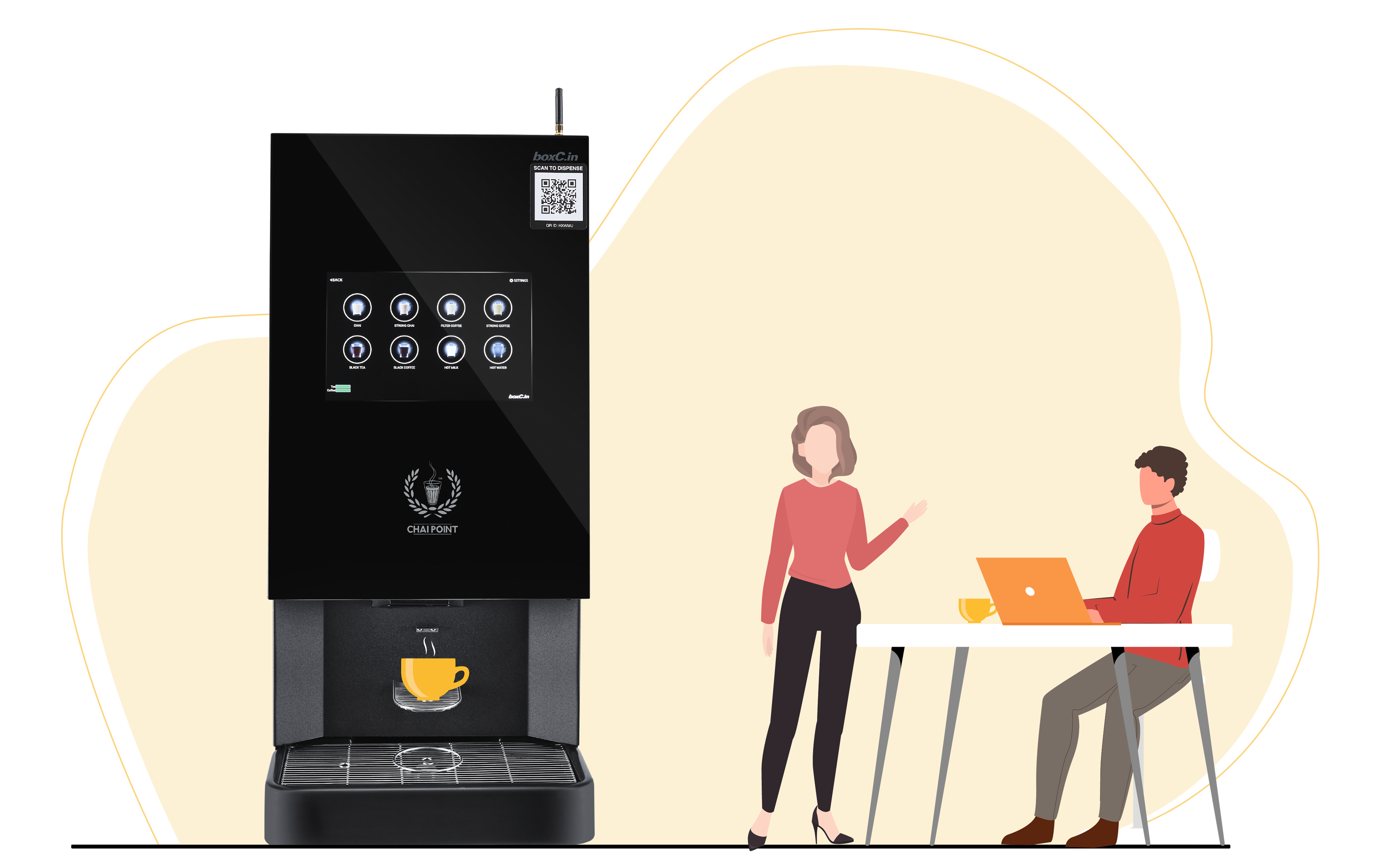 Contactless coffee machine with end-to-end control